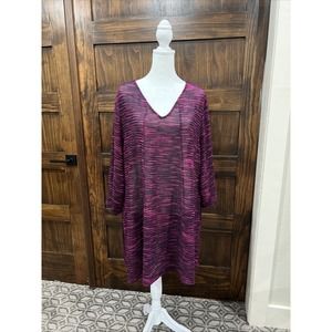 Catherine’s Shirt Women 1X 18/20 Purple Blouse Top Sheer‎ Tunic